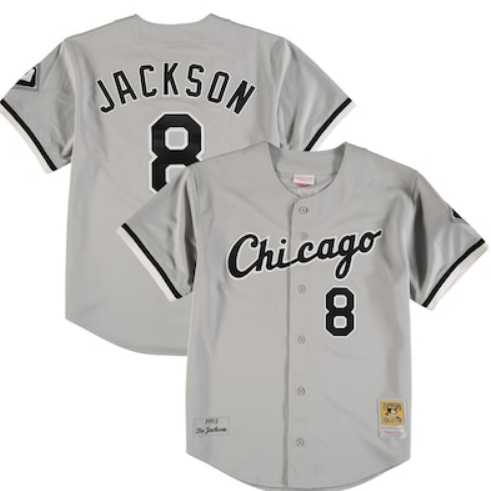 Mens Chicago White Sox #8 Bo Jackson 1993 Mitchell & Ness Authentic Throwback Grey Jersey